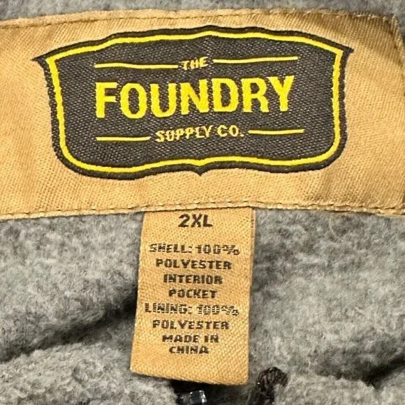 Fleece Zipper Jacket Coat Grey Mens 2XL Foundry Supply Zip Pockets Gorpcore - Picture 10 of 12